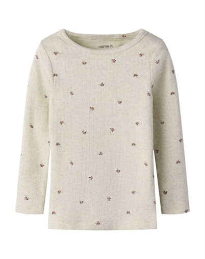 Name It - NMFBerries Slim Langærmet Top - Peyote Melange